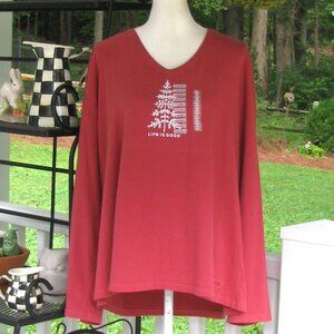 NWT Life is Good Womens Winter Tree Long Sleeve Crush v neck tee shirt top
